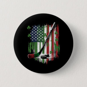 Badge Rond 5 Cm Drapeau irlandais Usa Leprechaun Chanceux Hockey S