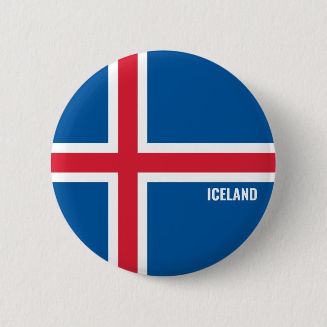Badge Rond 5 Cm Drapeau Islande mignon Patriotique (Devant)
