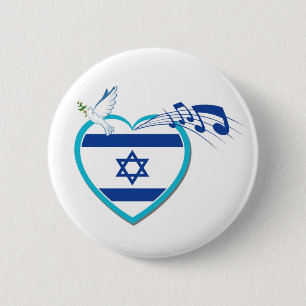 Badge Rond 5 Cm Drapeau israélien - musique - paix - amour,