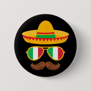 Badge Rond 5 Cm Drapeau Italie Lunettes de soleil Italien Cinco De