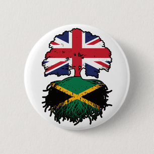 Badge Rond 5 Cm drapeau jamaïcain britannique des racines d'arbre