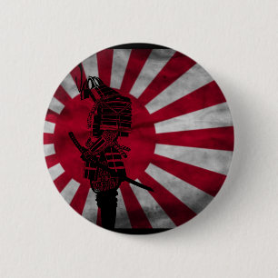 Badge Rond 5 Cm Drapeau japonais samouraï