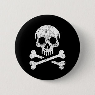Badge Rond 5 Cm Drapeau Jolly Roger Crâne Os Croisés Squelette Hal