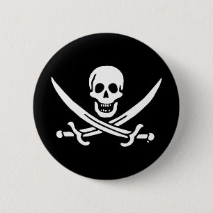 Badge Rond 5 Cm Drapeau Jolly roger de pirate