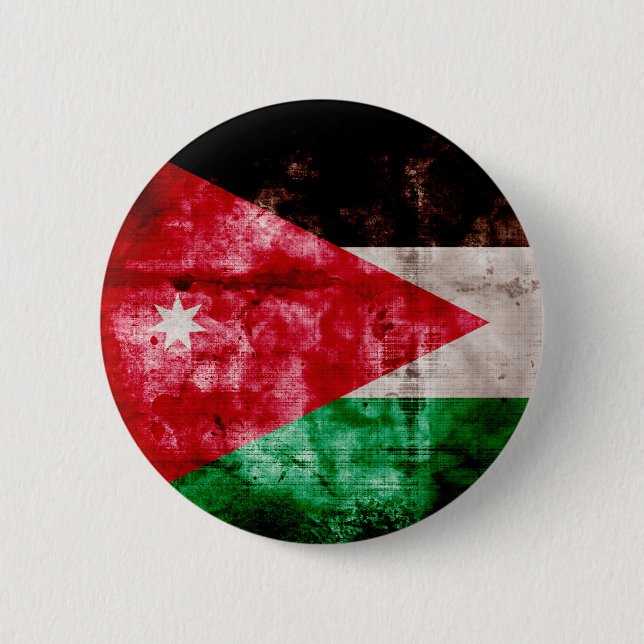 Badge Rond 5 Cm Drapeau jordanien patiné (Devant)