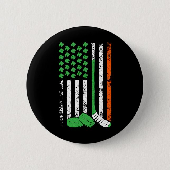 Badge Rond 5 Cm Drapeau Jour de la Saint Patrick américain Shamroc (Devant)