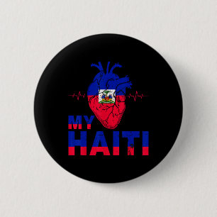 Badge Rond 5 Cm Drapeau Jour Haïtien Amour Vintage Coeur Haïti Pat