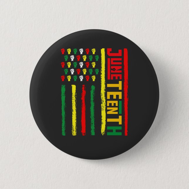Badge Rond 5 Cm Drapeau Juneteenth Célébrant la Liberté Noire 1865 (Devant)