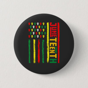 Badge Rond 5 Cm Drapeau Juneteenth Célébrant la Liberté Noire 1865