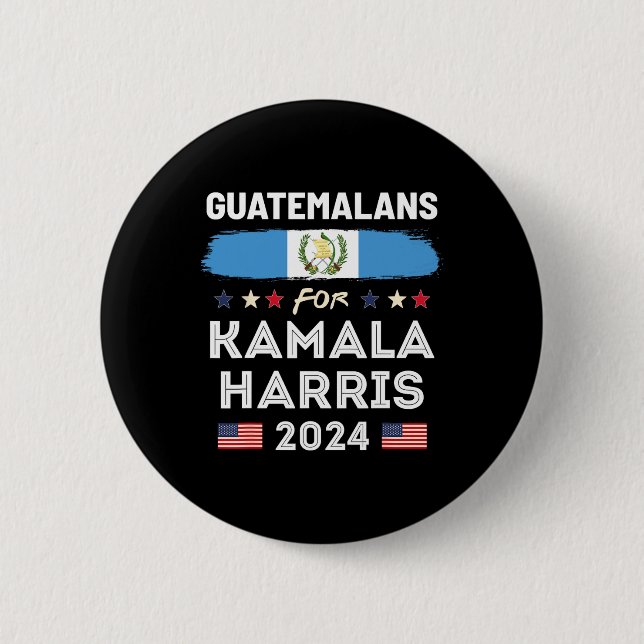 Badge Rond 5 Cm Drapeau Kamala Harris 2024 Guatemala (Devant)