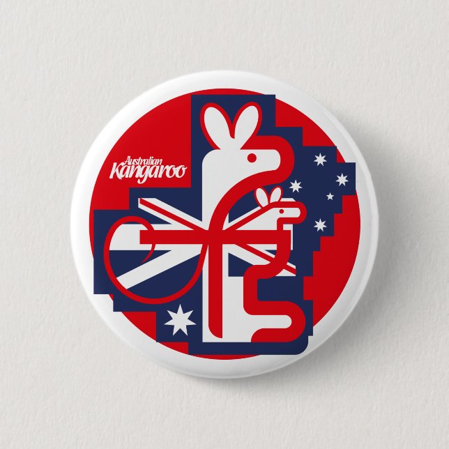 Badge Rond 5 Cm drapeau kangourou et australie (Devant)
