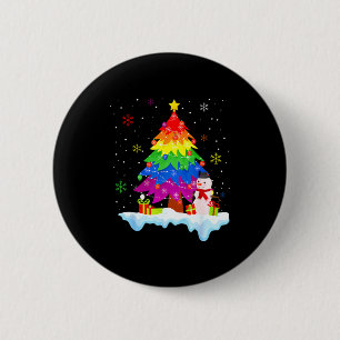 Badge Rond 5 Cm Drapeau Lgbt Sapin de Noël Joyeux Noël Gay Fierté