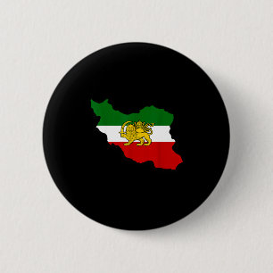 Badge Rond 5 Cm Drapeau Lion Et Soleil Persan Pahlavi Carte Iran