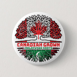 Badge Rond 5 Cm Drapeau Maldivien canadien canadien des racines d'