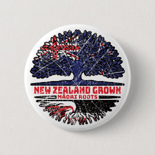 Badge Rond 5 Cm Drapeau Maori Nouvelle-Zélande des racines d'arbre