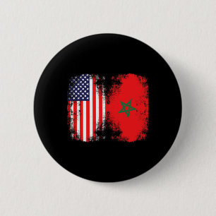Badge Rond 5 Cm Drapeau marocain américain maure Supporter de foot