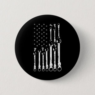 Badge Rond 5 Cm Drapeau mécanique Drapeau patriotique américain Mé