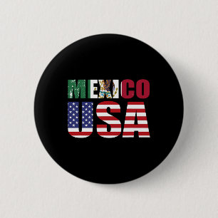 Badge Rond 5 Cm Drapeau mexicain américain Drapeau mexicain