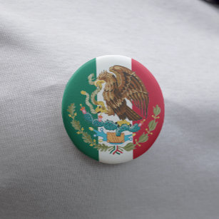 Badge Rond 5 Cm Drapeau mexicain et armoiries du Mexique Épingle à