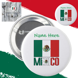 Badge Rond 5 Cm Drapeau Mexicain Mexique Personnalisé Vert
