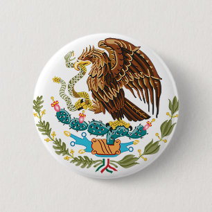 BADGE ROND 5 CM DRAPEAU MEXICAIN - STYLE DU MEXIQUE - MANTEAU DES