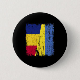 Badge Rond 5 Cm Drapeau moitié Roumanie Ukraine Héritage roumain u