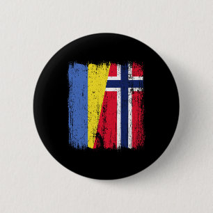 Badge Rond 5 Cm Drapeau moitié Ukraine Norvège Ancêtre ukrainien n