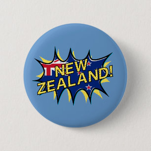 Badge Rond 5 Cm Drapeau néo-zélandais style kapow star