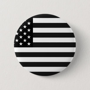 Badge Rond 5 Cm Drapeau noir et blanc des Etats-Unis