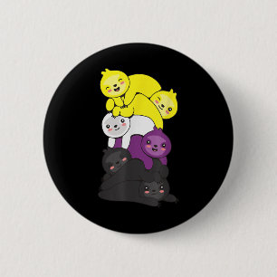 Badge Rond 5 Cm Drapeau non binaire Fierté non binaire LGBT Sloth