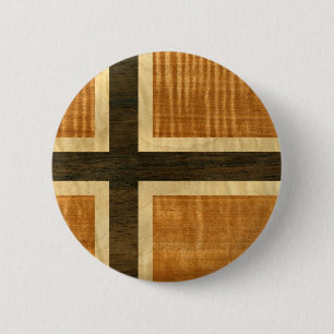 Badge Rond 5 Cm Drapeau norvégien Norsk en bois Flagg - kongeriket