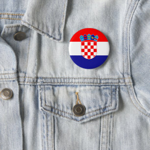 Badge Rond 5 Cm Drapeau Officiel de la Croatie   Bouton d'Emblème 
