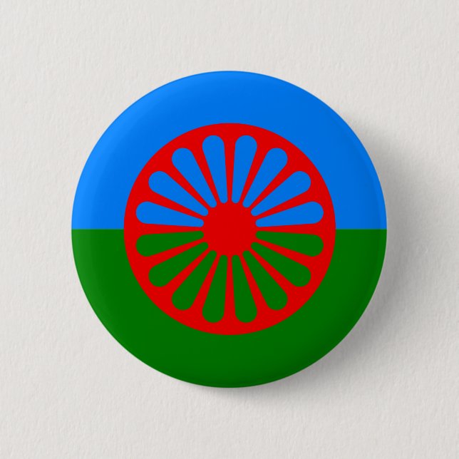 Badge Rond 5 Cm Drapeau officiel des Tziganes roumains (Devant)
