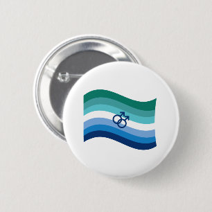 Badge Rond 5 Cm Drapeau ondulé azur de la fierté de l'amour gay ma