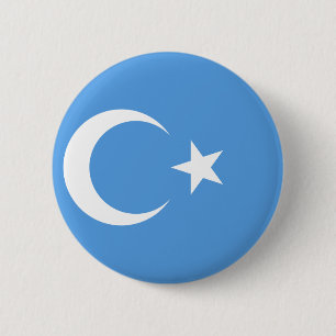 Badge Rond 5 Cm Drapeau ouïghour du Turkestan oriental