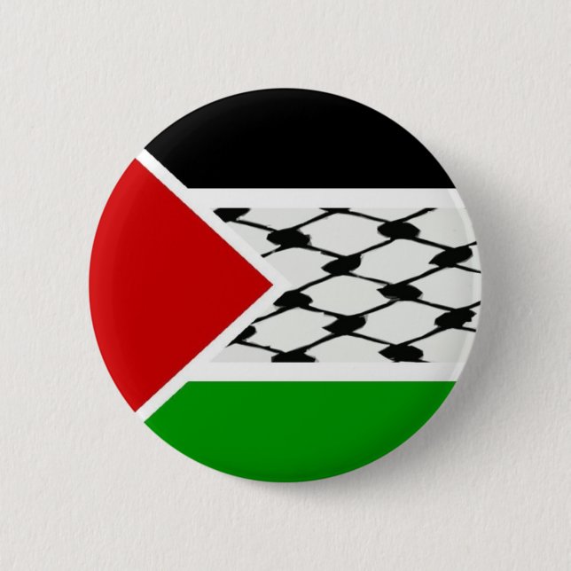 Badge Rond 5 Cm Drapeau Palestine Keffiyeh (Devant)