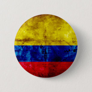 Badge Rond 5 Cm Drapeau patiné de la Colombie