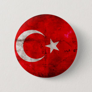 Badge Rond 5 Cm Drapeau patiné de la Turquie