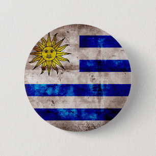 Badge Rond 5 Cm Drapeau patiné de l'Uruguay
