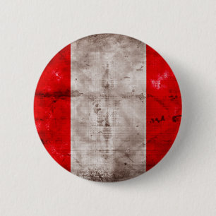 Badge Rond 5 Cm Drapeau patiné du Pérou