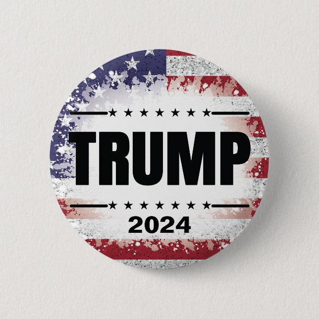 Badge Rond 5 Cm Drapeau patriotique américain Trump 2024 (Devant)