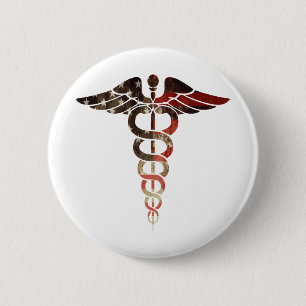 Badge Rond 5 Cm Drapeau Patriotique Caduceus Idéal Pour Les Infirm