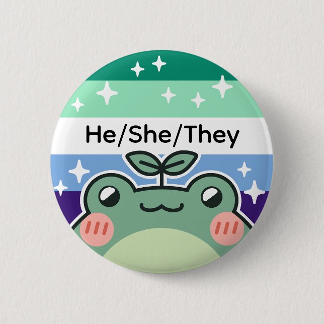 Badge Rond 5 Cm Drapeau personnalisable Pronoun Gay MLM Pride Gren (Devant)