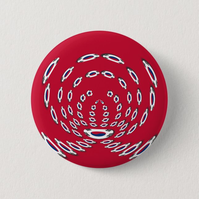 Badge Rond 5 Cm Drapeau Polka de Corée du Sud (Devant)