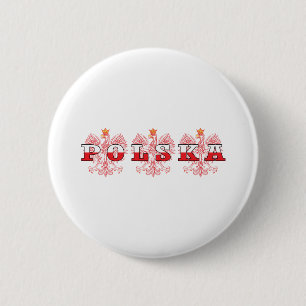 Badge Rond 5 Cm Drapeau Polska Aigles rouges