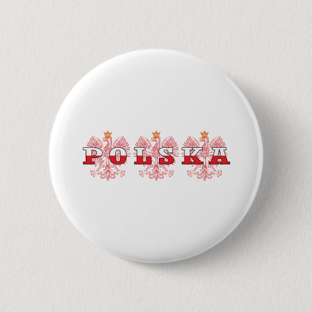 Badge Rond 5 Cm Drapeau Polska Aigles rouges (Devant)