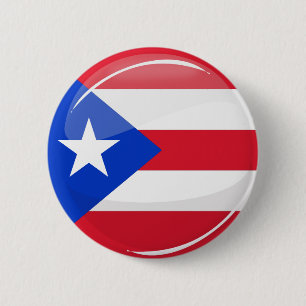 Badge Rond 5 Cm Drapeau Portoricain rond brillant