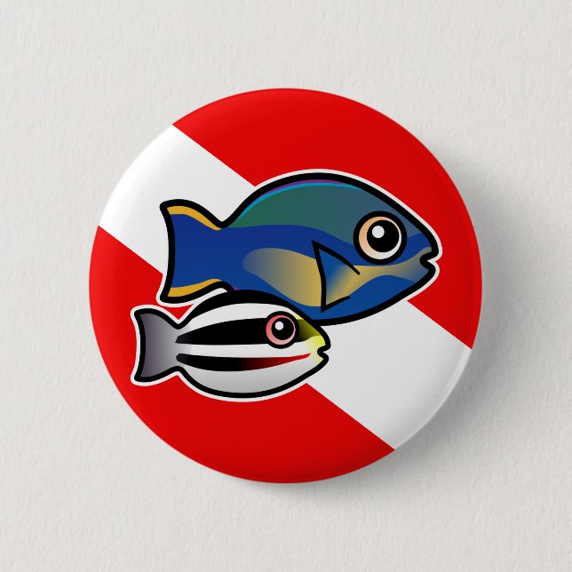 Badge Rond 5 Cm Drapeau Princess Parrotfish & Baby Dive (Devant)