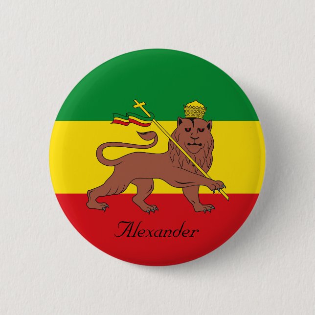 Badge Rond 5 Cm Drapeau rastafarien du Lion de Juda (Devant)