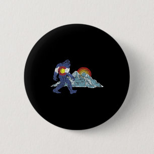 Badge Rond 5 Cm Drapeau Rétro de l'État du Colorado Sasquatch Mont